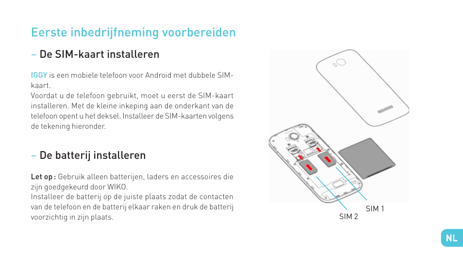 Eerste inbedrijfneming voorbereiden | Wiko IGGY User Manual | Page 153 / 194