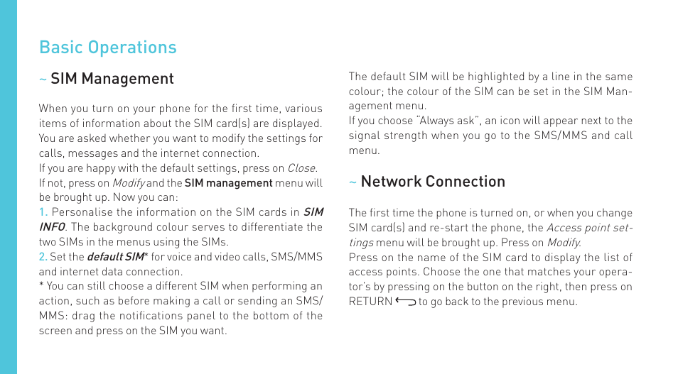 Basic operations | Wiko IGGY User Manual | Page 36 / 194
