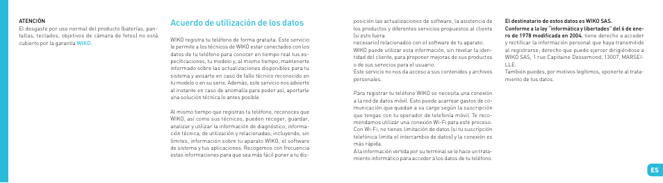 Acuerdo de utilización de los datos | Wiko OZZY User Manual | Page 48 / 98