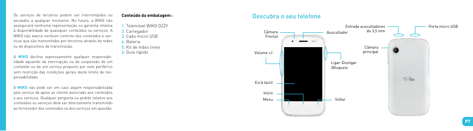 Descubra o seu telefone | Wiko OZZY User Manual | Page 52 / 98