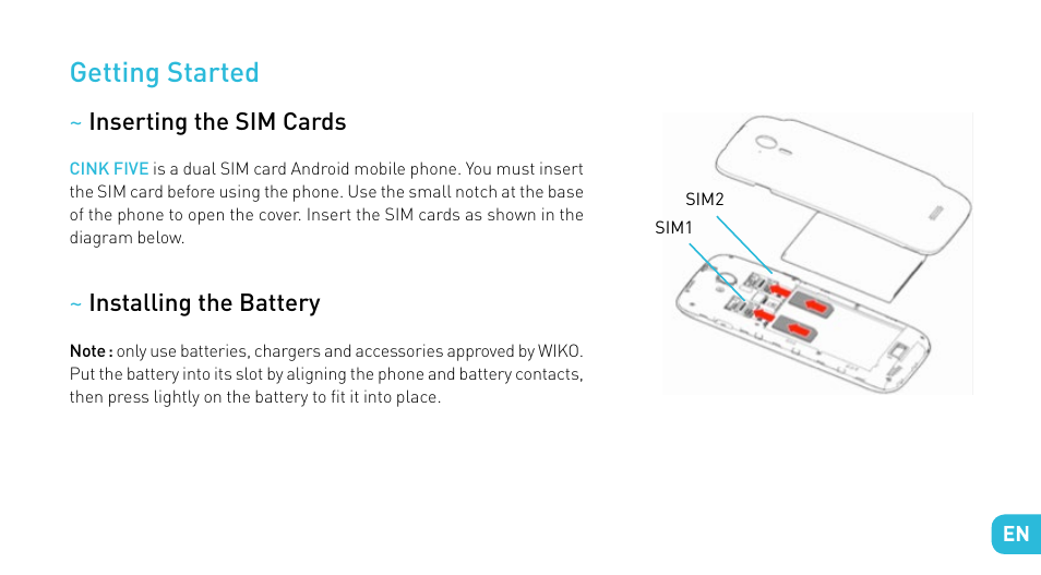 Getting started | Wiko CINK FIVE User Manual | Page 33 / 194
