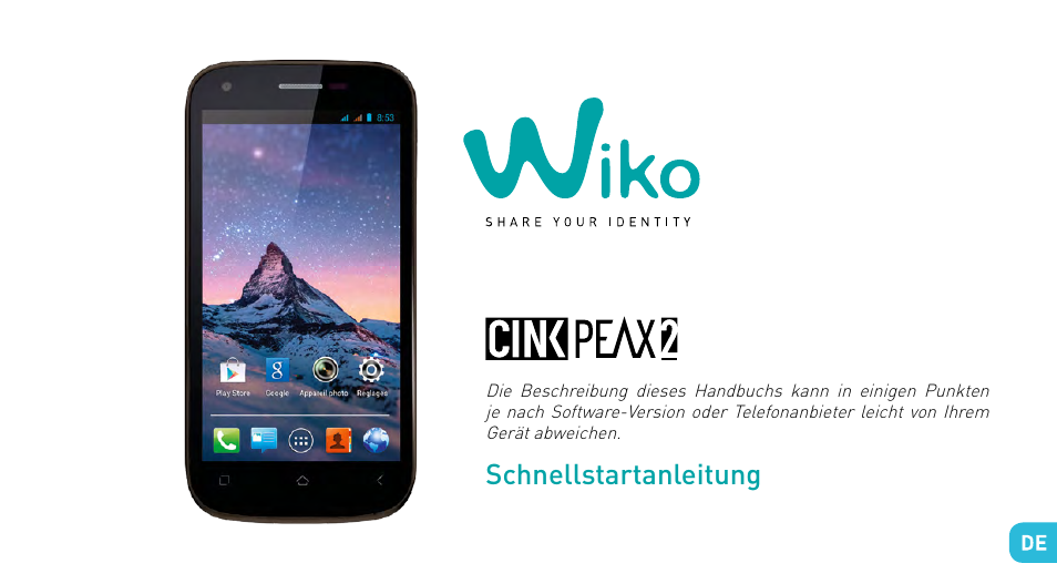 Kurzanleitung, Schnellstartanleitung | Wiko CINK PEAX 2 User Manual | Page 123 / 194