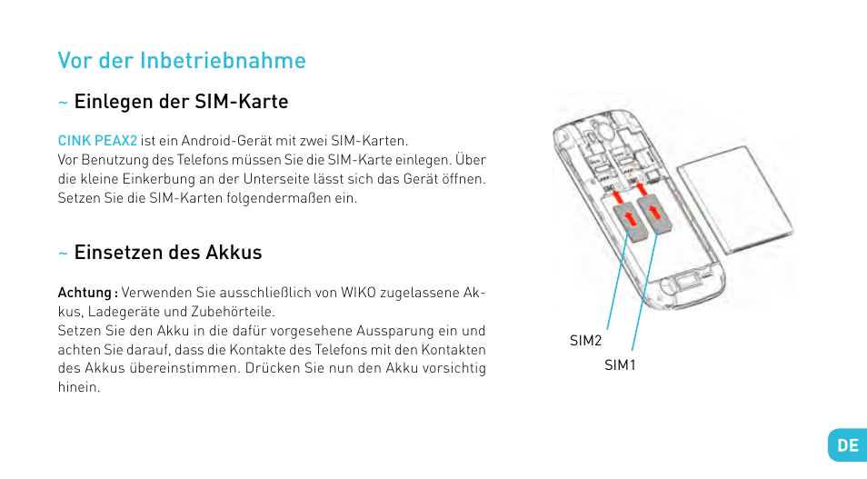 Vor der inbetriebnahme | Wiko CINK PEAX 2 User Manual | Page 129 / 194