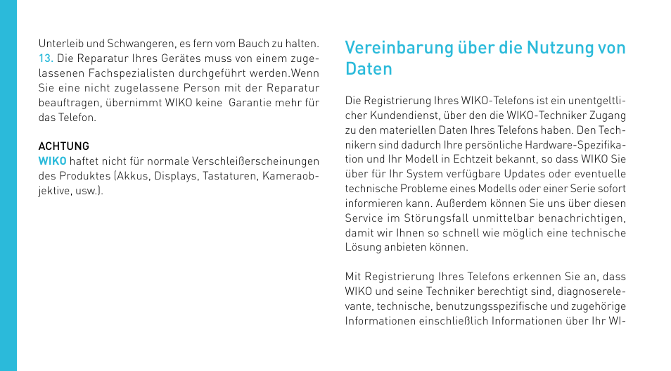 Vereinbarung über die nutzung von daten | Wiko CINK PEAX 2 User Manual | Page 142 / 194