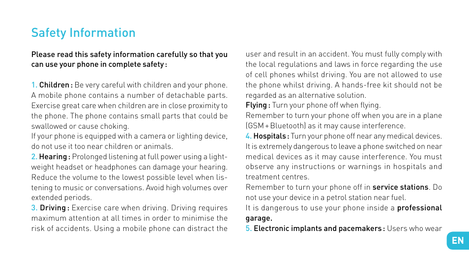 Safety information | Wiko CINK PEAX 2 User Manual | Page 41 / 194