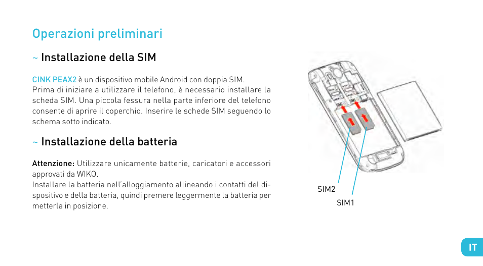 Operazioni preliminari | Wiko CINK PEAX 2 User Manual | Page 57 / 194