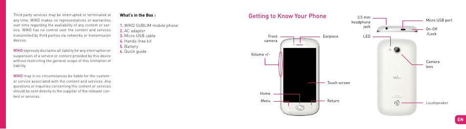 Getting to know your phone | Wiko SUBLIM User Manual | Page 15 / 90