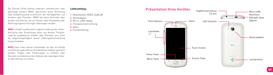 Präsentation ihres gerätes | Wiko SUBLIM User Manual | Page 59 / 90