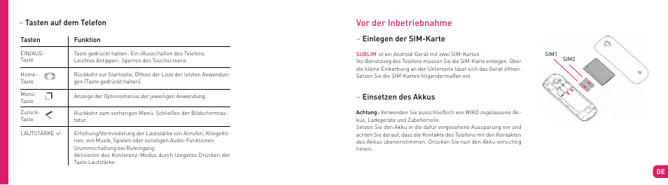 Vor der inbetriebnahme | Wiko SUBLIM User Manual | Page 60 / 90