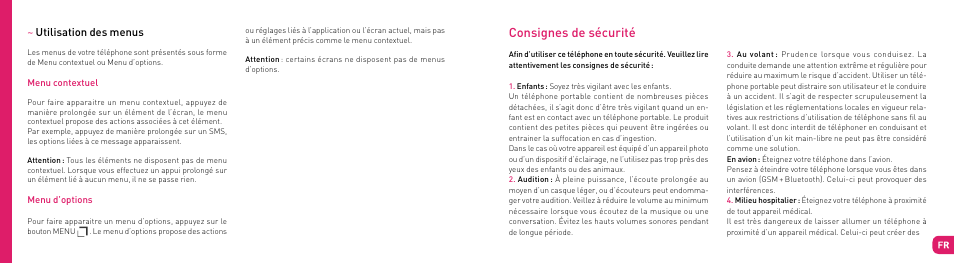 Consignes de sécurité | Wiko SUBLIM User Manual | Page 9 / 90