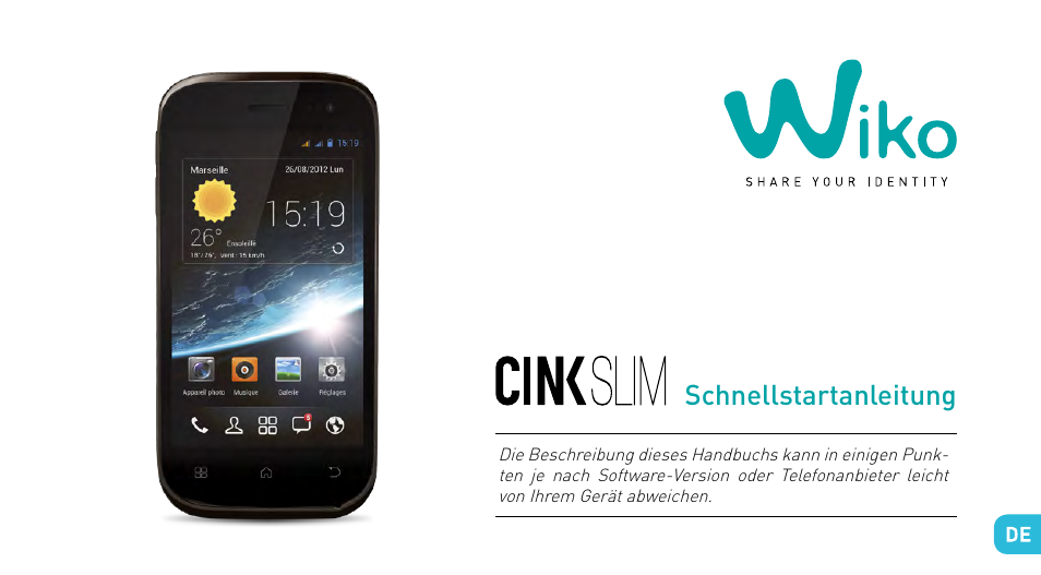 Kurzanleitung, Schnellstartanleitung | Wiko CINK SLIM User Manual | Page 133 / 210