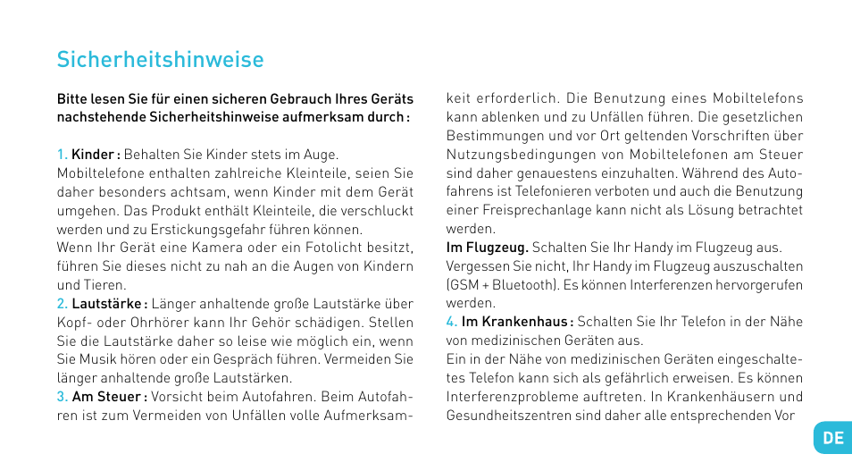 Sicherheitshinweise | Wiko CINK SLIM User Manual | Page 149 / 210