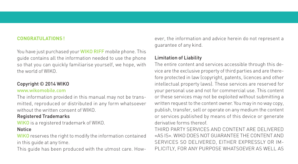 Wiko RIFF User Manual | Page 4 / 164