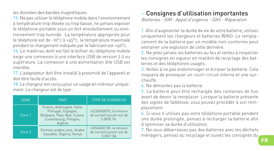 Consignes d’utilisation importantes | Wiko KAR 3 User Manual | Page 30 / 162