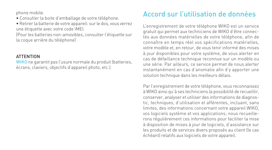 Accord sur l’utilisation de données | Wiko KAR 3 User Manual | Page 33 / 162