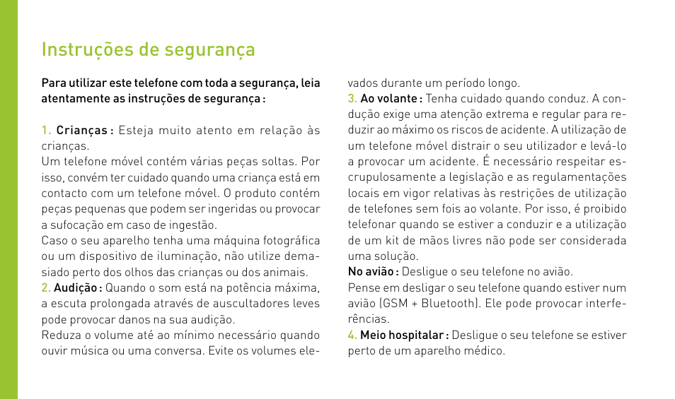 Instruções de segurança | Wiko MINZ+ User Manual | Page 84 / 148