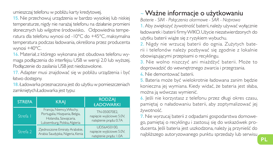 Ważne informacje o użytkowaniu | Wiko LUBI 3 User Manual | Page 154 / 162