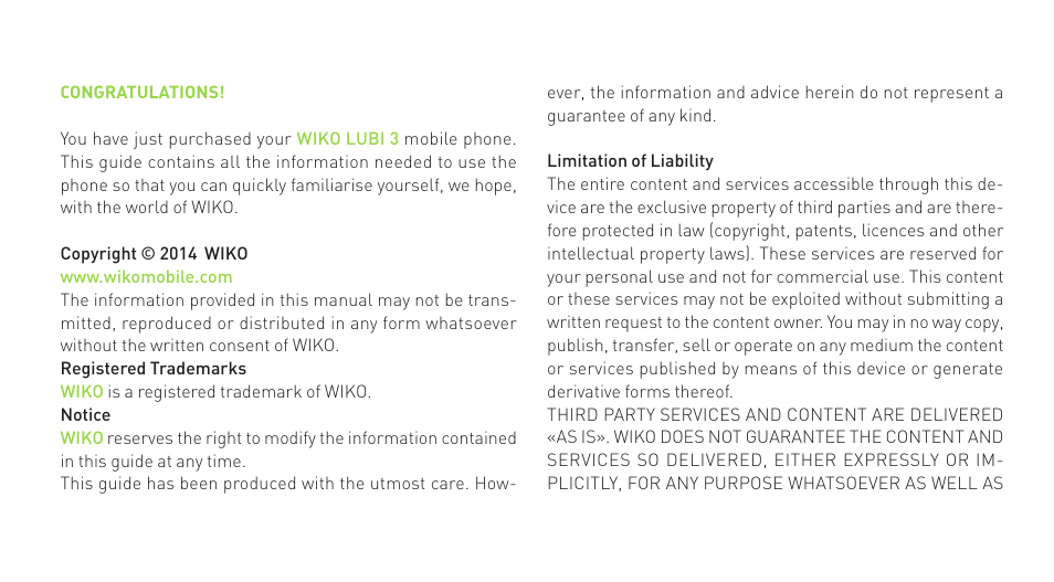 Wiko LUBI 3 User Manual | Page 3 / 162