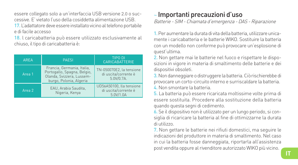 Importanti precauzioni d’uso | Wiko LUBI 3 User Manual | Page 48 / 162