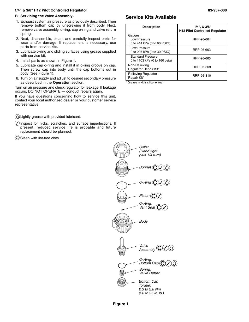 Service kits available | Wilkerson H12 User Manual | Page 2 / 2