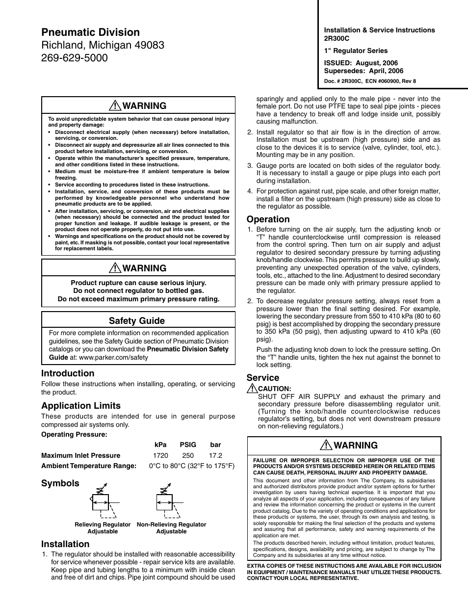 Wilkerson R39 User Manual | 2 pages