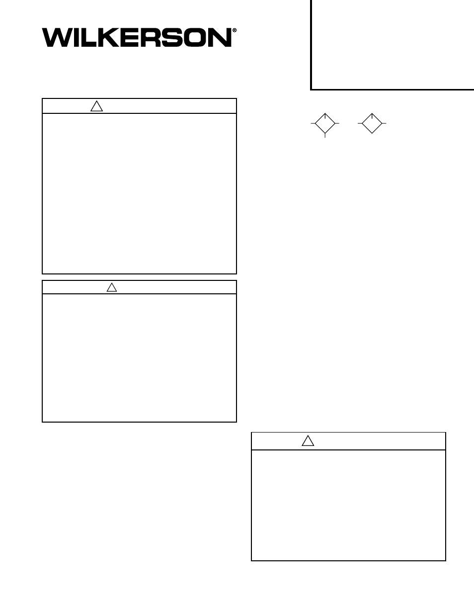 Limites d’utilisation, Symboles ansi installation, Fonctionnement et entretien | Avertissement, Attention | Wilkerson L12 User Manual | Page 3 / 6