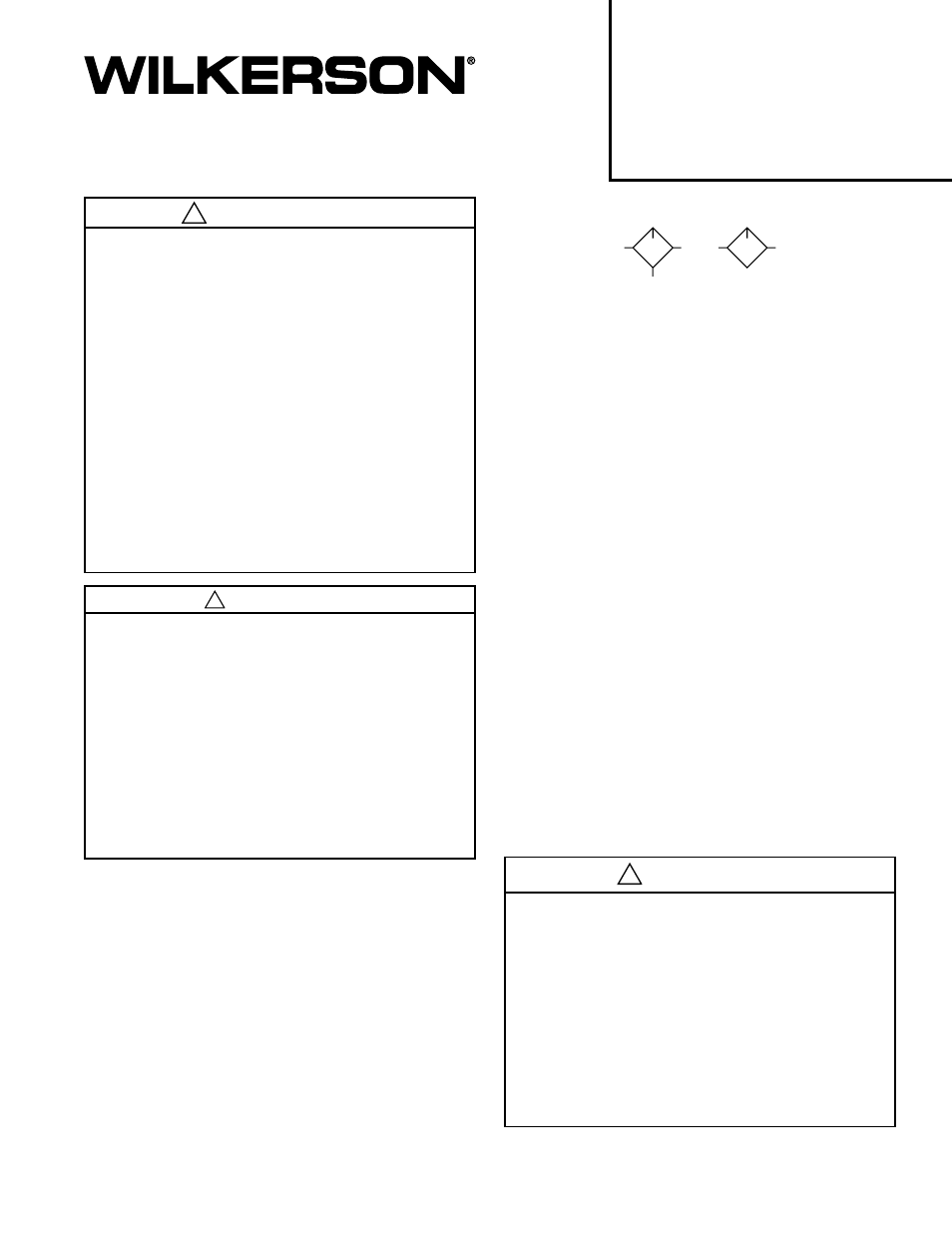 Límites de aplicación, Símbolos de ansi instalación, Operación y servicio | Advertencia, Precaución | Wilkerson L12 User Manual | Page 5 / 6