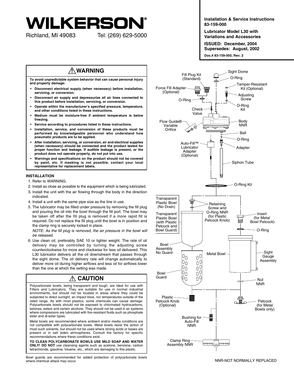 Wilkerson L30 User Manual | 2 pages