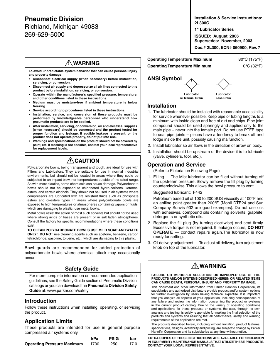 Wilkerson L39 User Manual | 2 pages