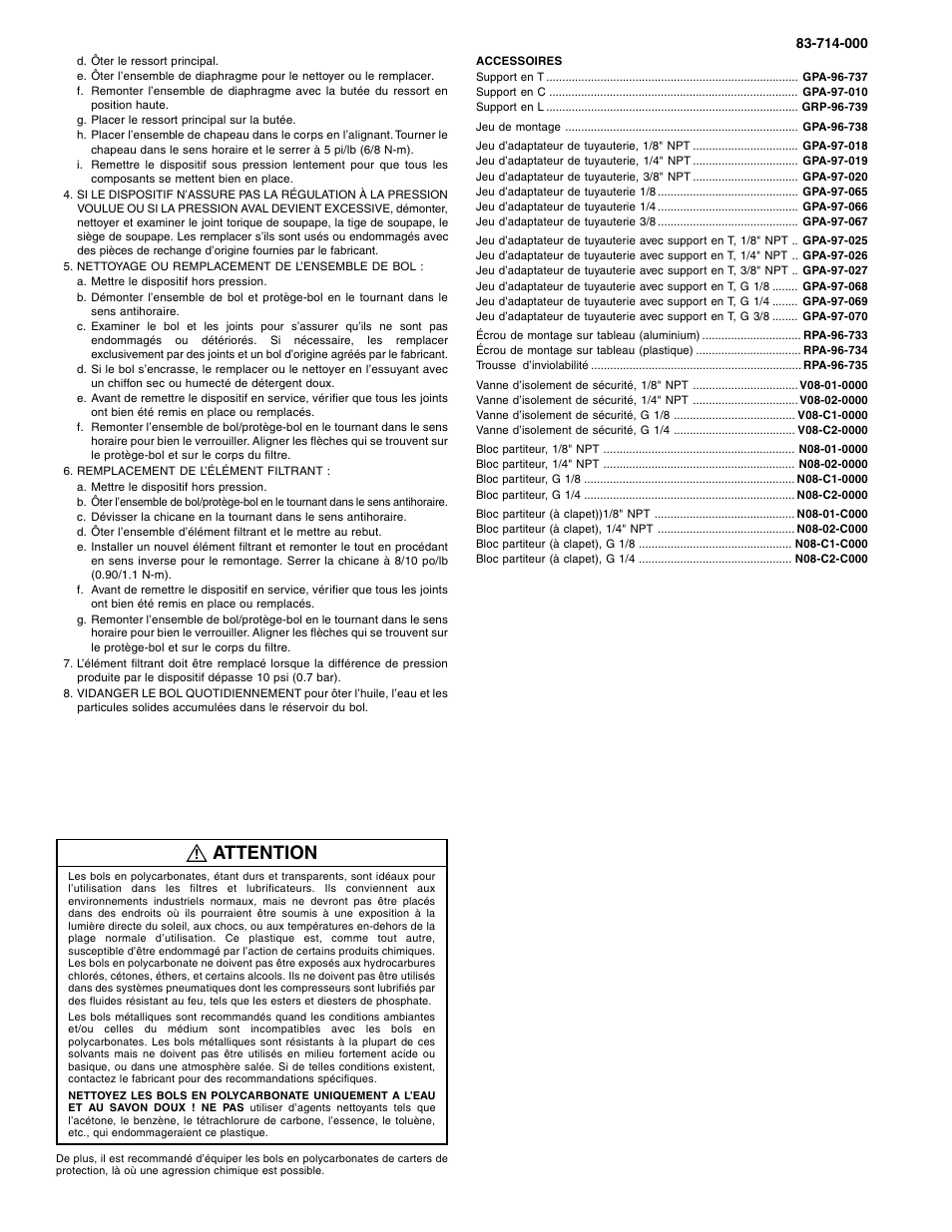 Attention | Wilkerson B08 User Manual | Page 4 / 8