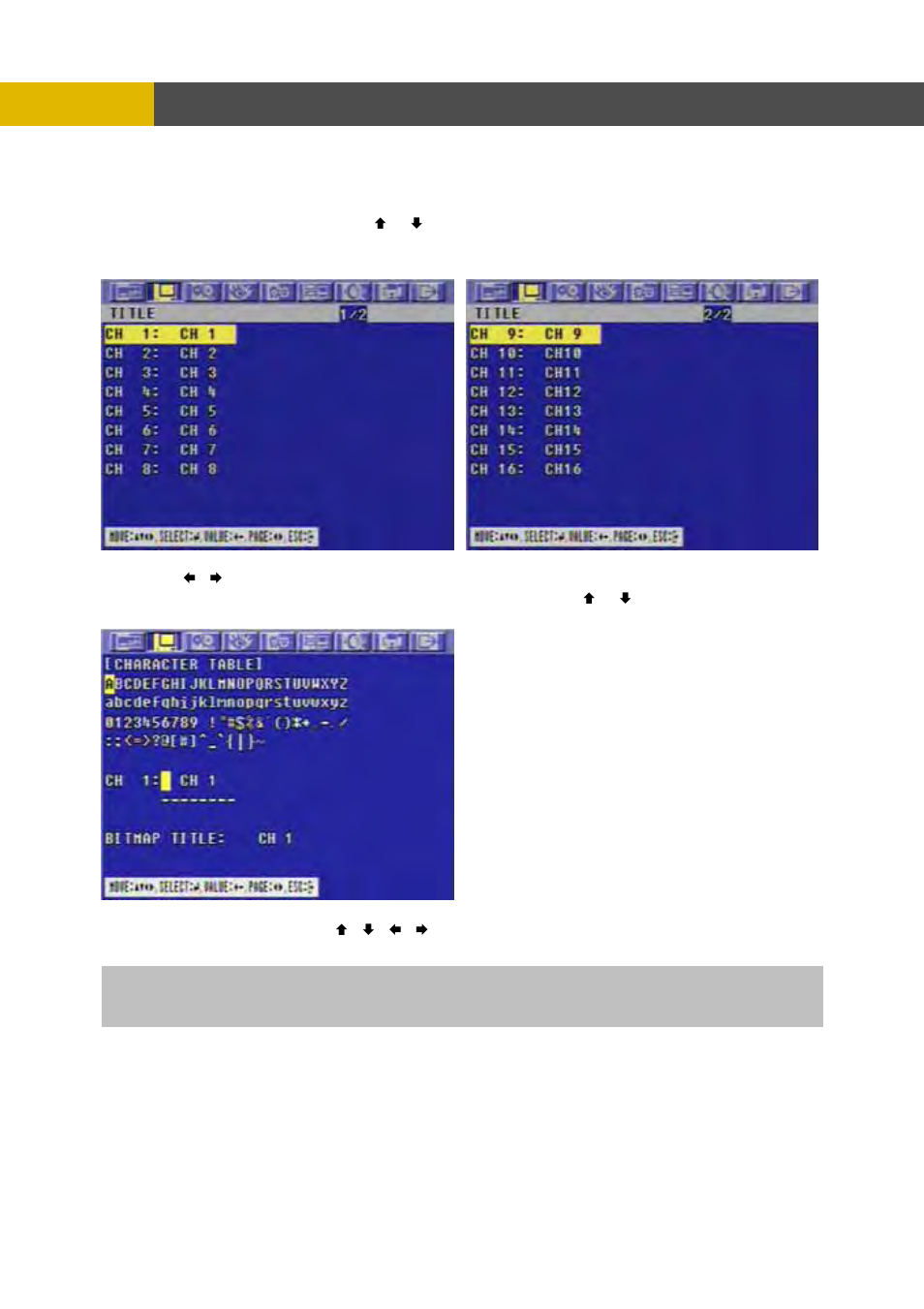 Menu setup, 4 title, 5 multi-screen | Channel Vision DVR-8N User Manual | Page 44 / 95