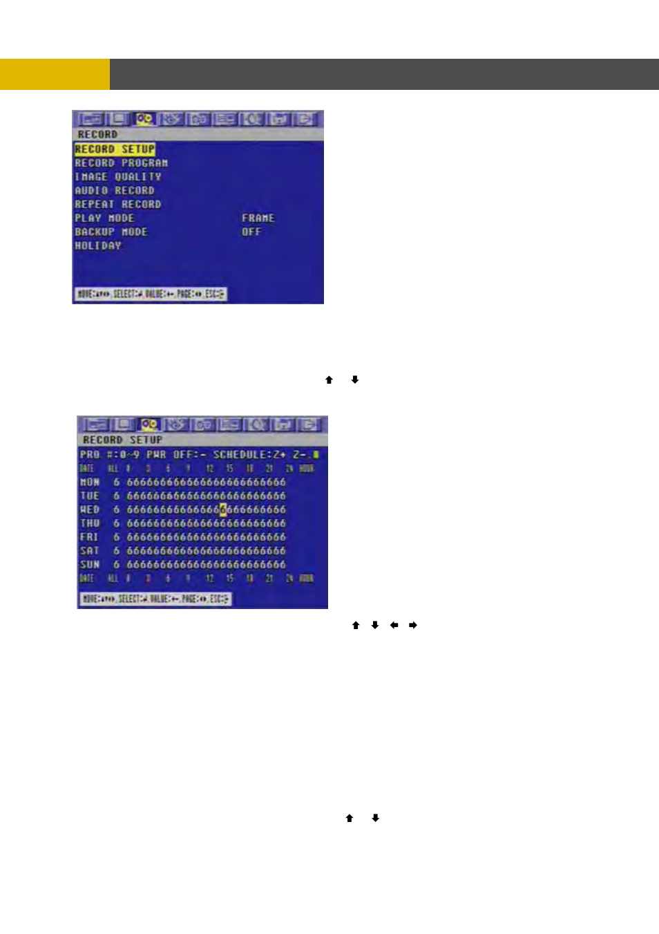 Menu setup, 1 record setup, 2 record program | Channel Vision DVR-8N User Manual | Page 48 / 95