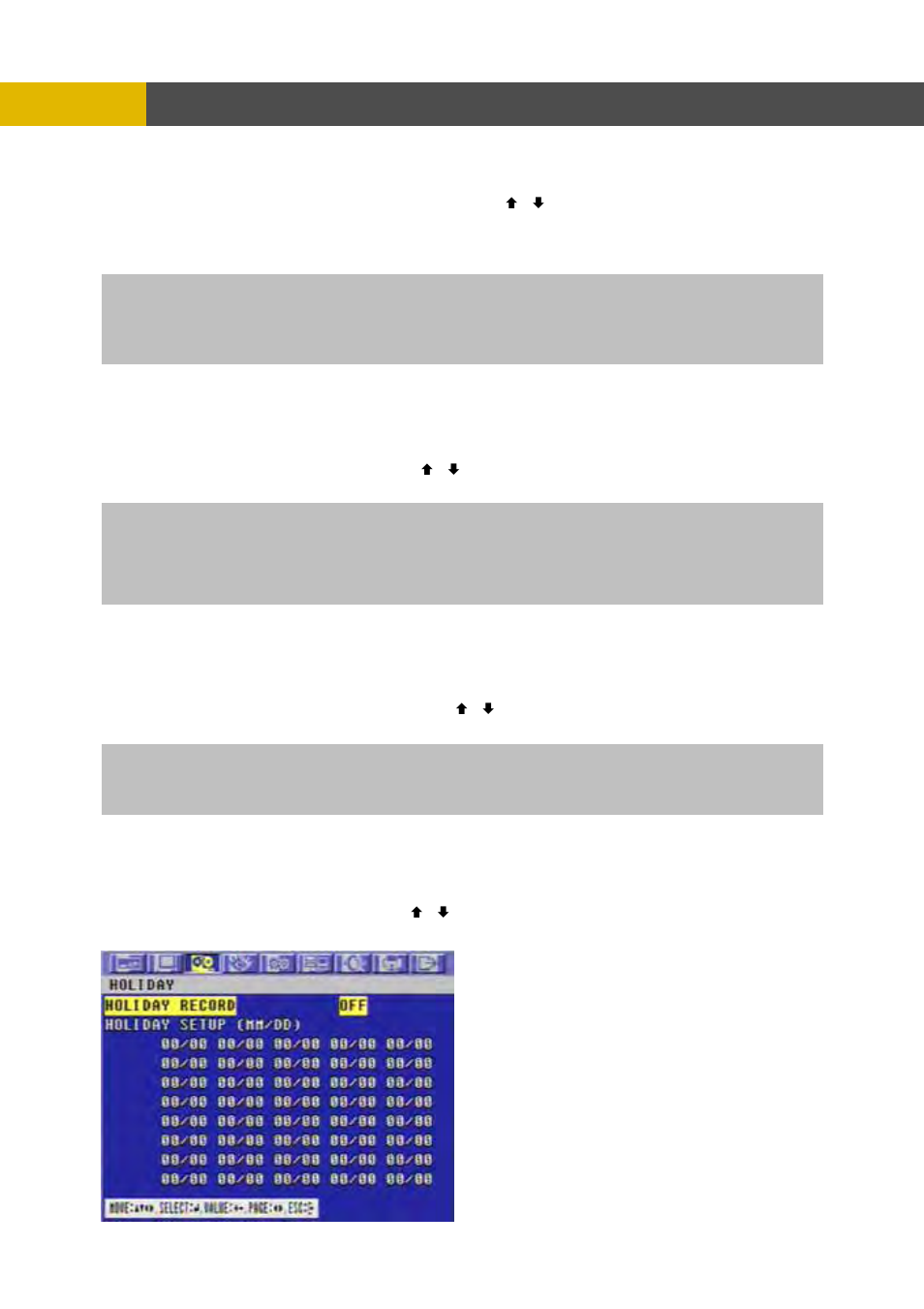 Menu setup, 6 play, 8 holiday | Mode, 7 backup mode | Channel Vision DVR-8N User Manual | Page 53 / 95