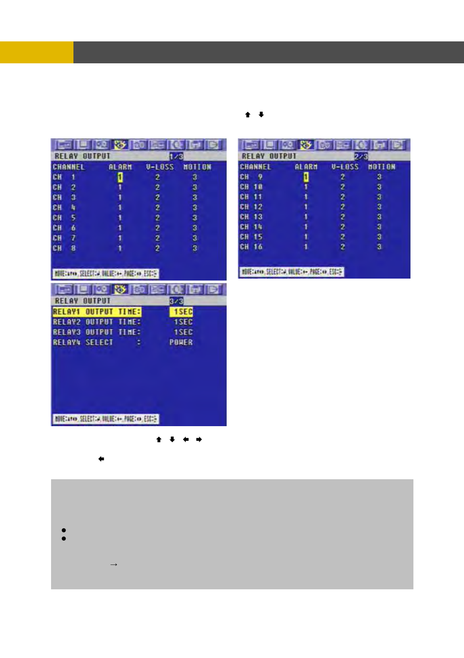 Menu setup, 8 relay output | Channel Vision DVR-8N User Manual | Page 57 / 95