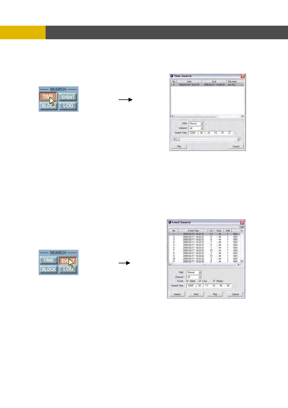 Network viewer installation, 11 event search, 10 time search | Channel Vision DVR-8N User Manual | Page 92 / 95