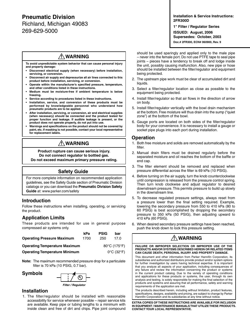 Wilkerson B39 User Manual | 2 pages