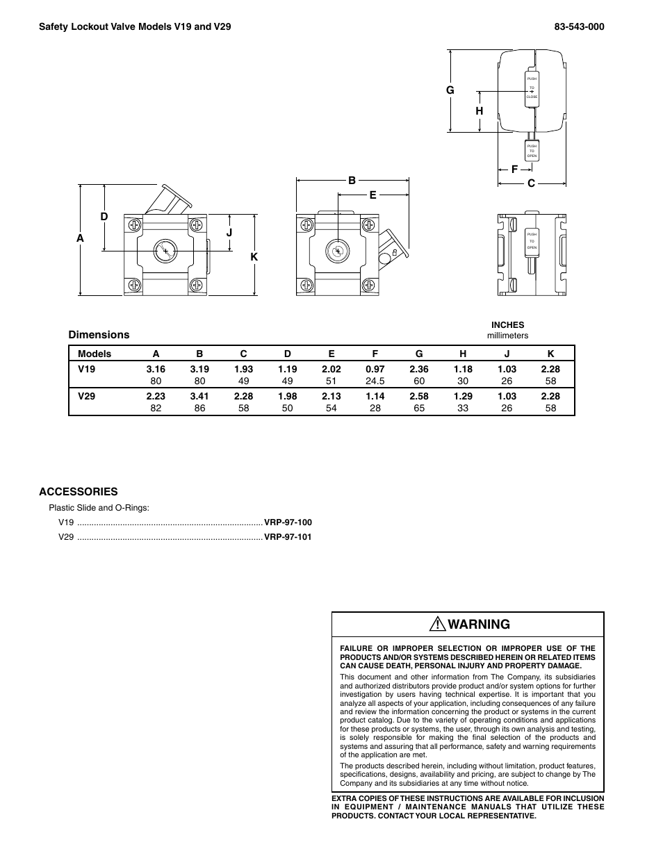 Warning | Wilkerson V29 User Manual | Page 2 / 2