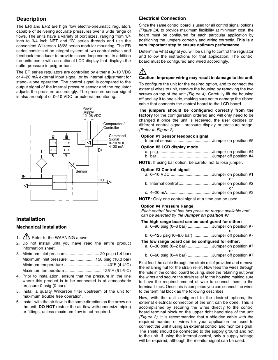 Installation, Description | Wilkerson ER2 User Manual | Page 2 / 6