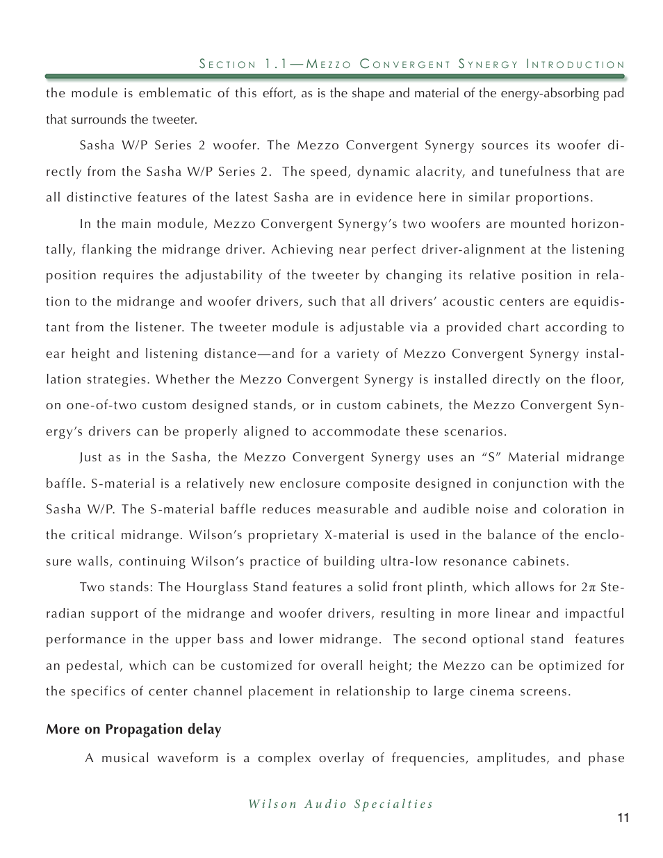 Wilson Audio Mezzo Convergent Synergy User Manual | Page 11 / 97