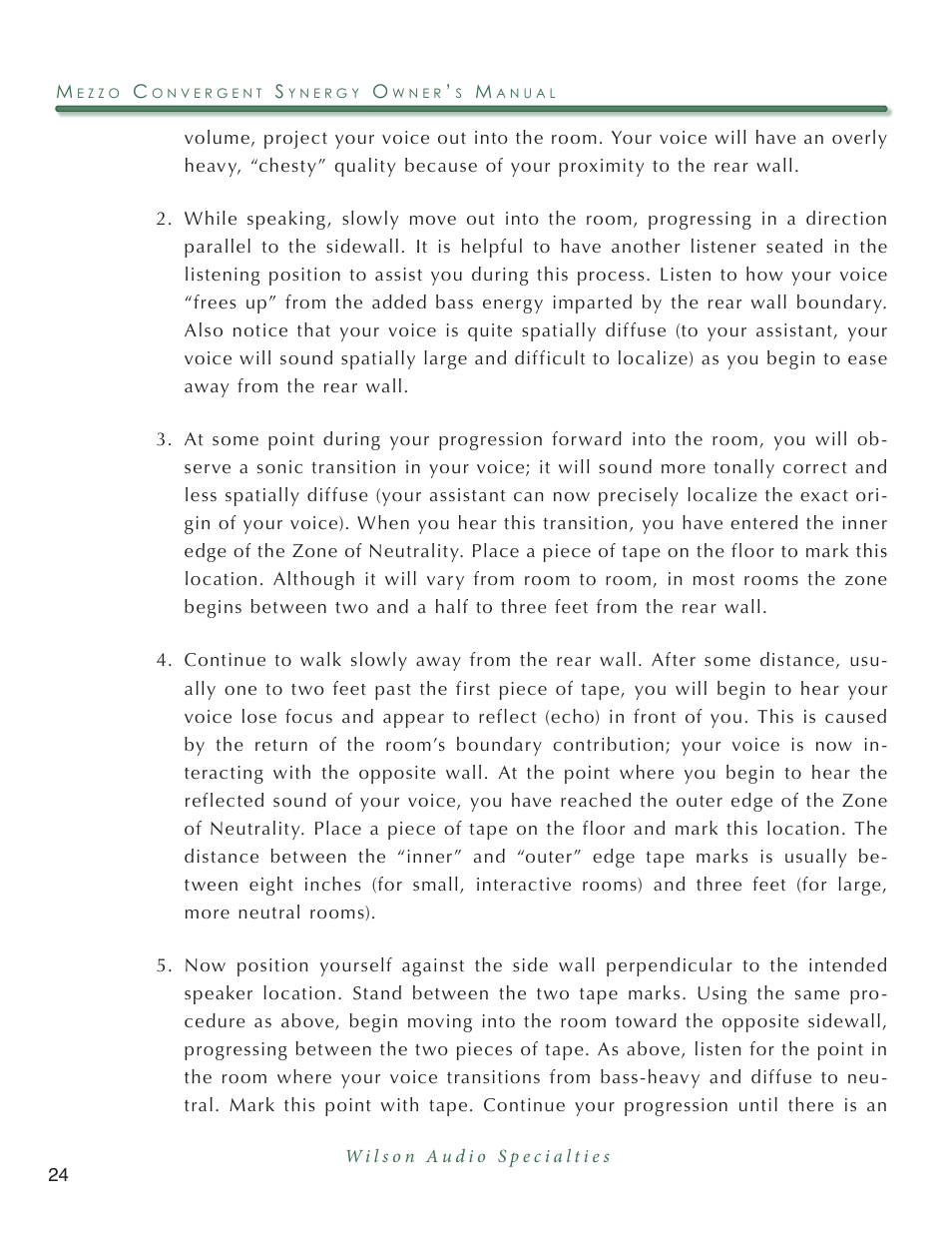 Wilson Audio Mezzo Convergent Synergy User Manual | Page 24 / 97