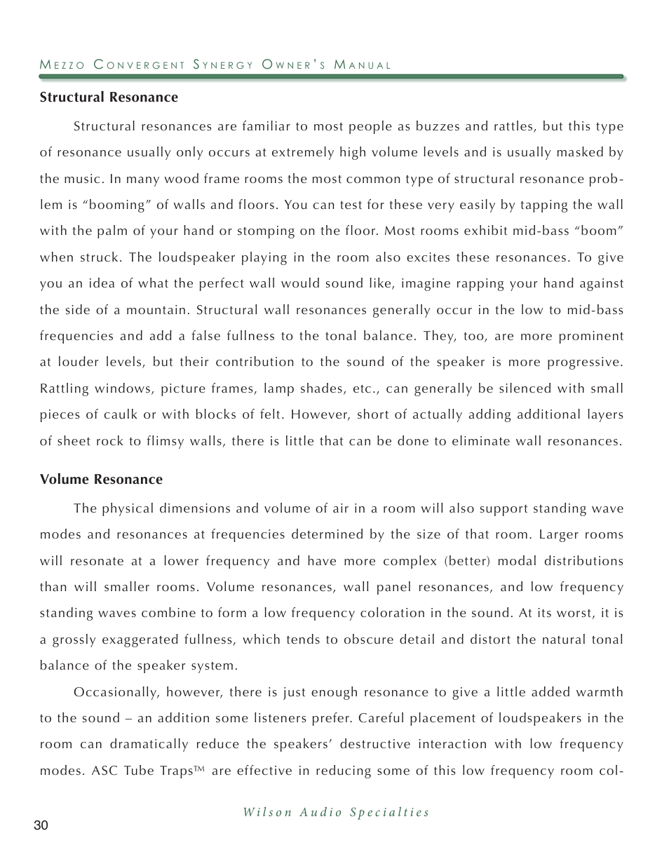 Wilson Audio Mezzo Convergent Synergy User Manual | Page 30 / 97