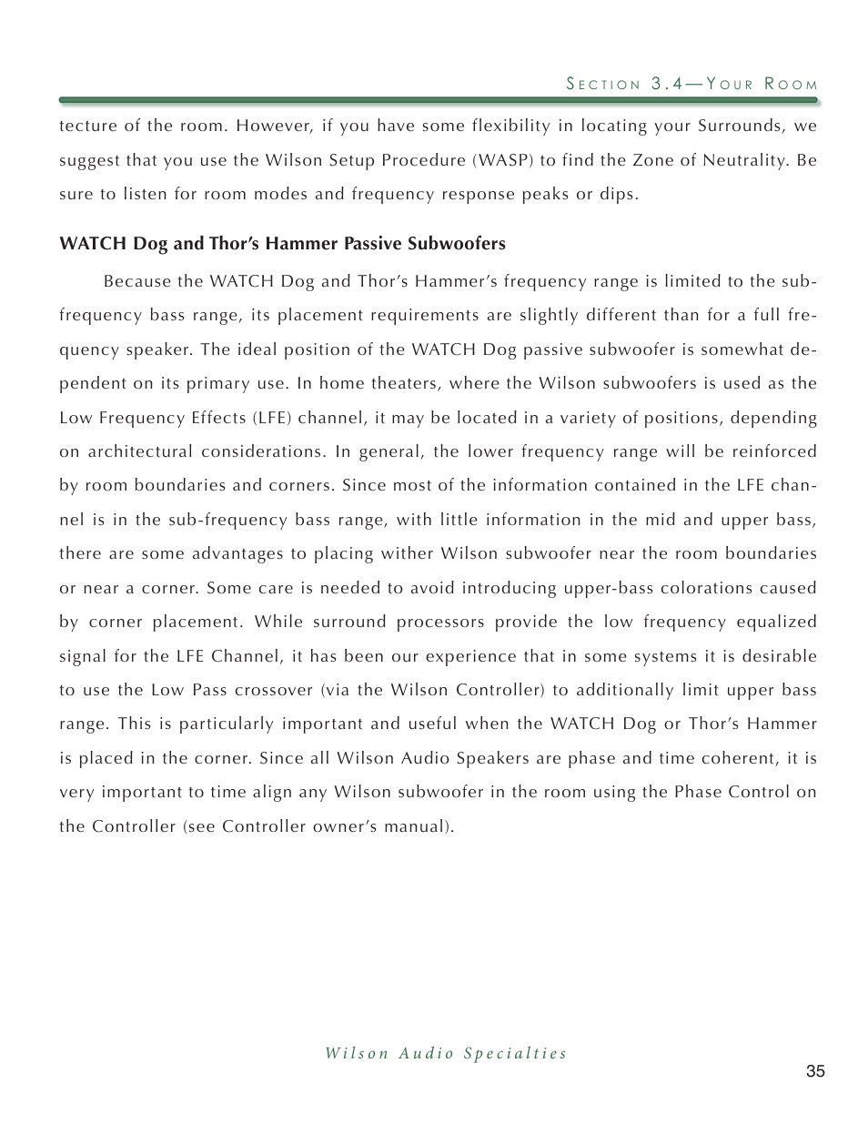 Wilson Audio Mezzo Convergent Synergy User Manual | Page 35 / 97