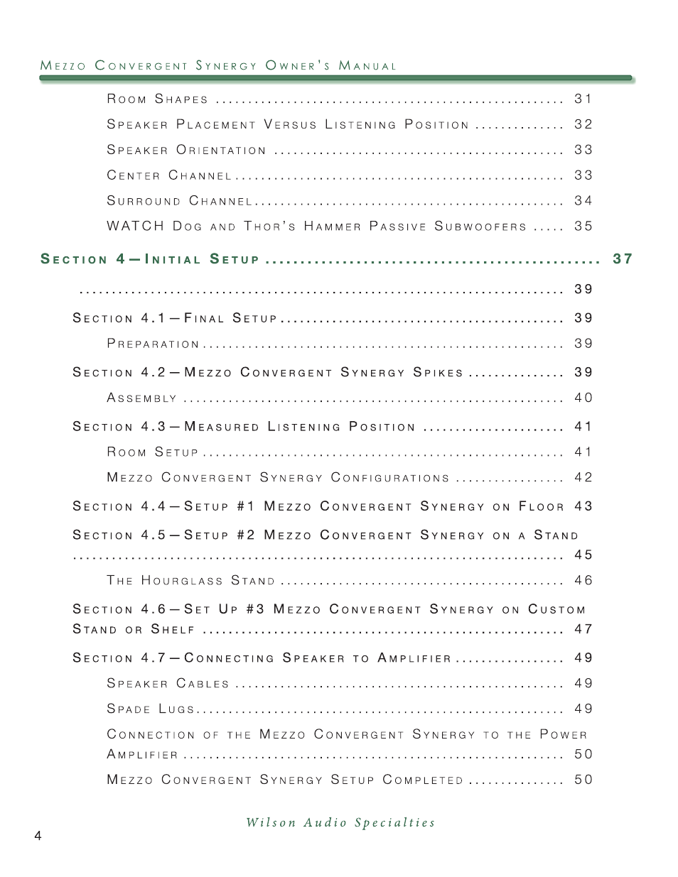 Wilson Audio Mezzo Convergent Synergy User Manual | Page 4 / 97
