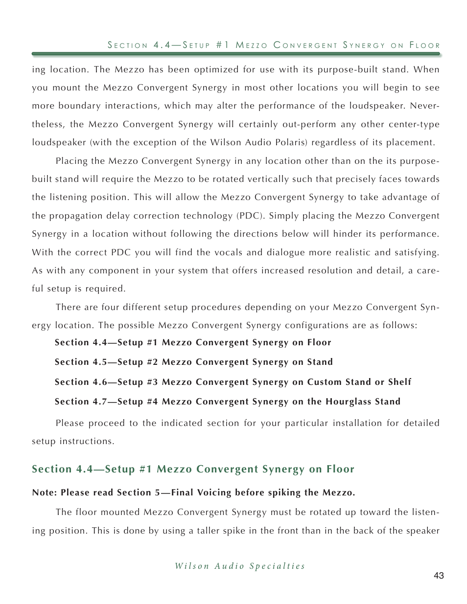 Wilson Audio Mezzo Convergent Synergy User Manual | Page 43 / 97