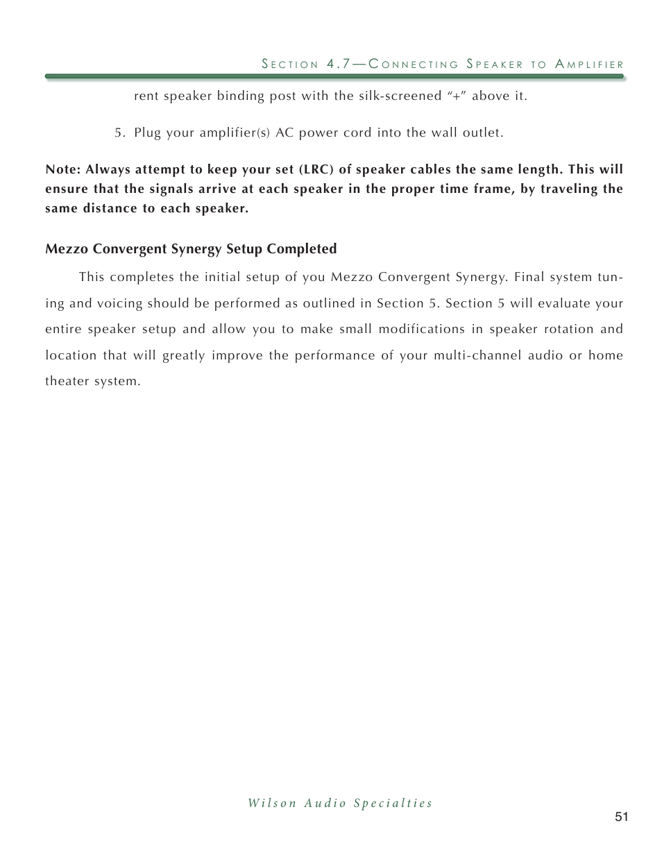 Wilson Audio Mezzo Convergent Synergy User Manual | Page 51 / 97