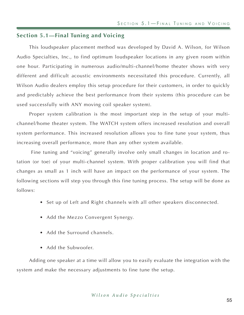 Wilson Audio Mezzo Convergent Synergy User Manual | Page 55 / 97