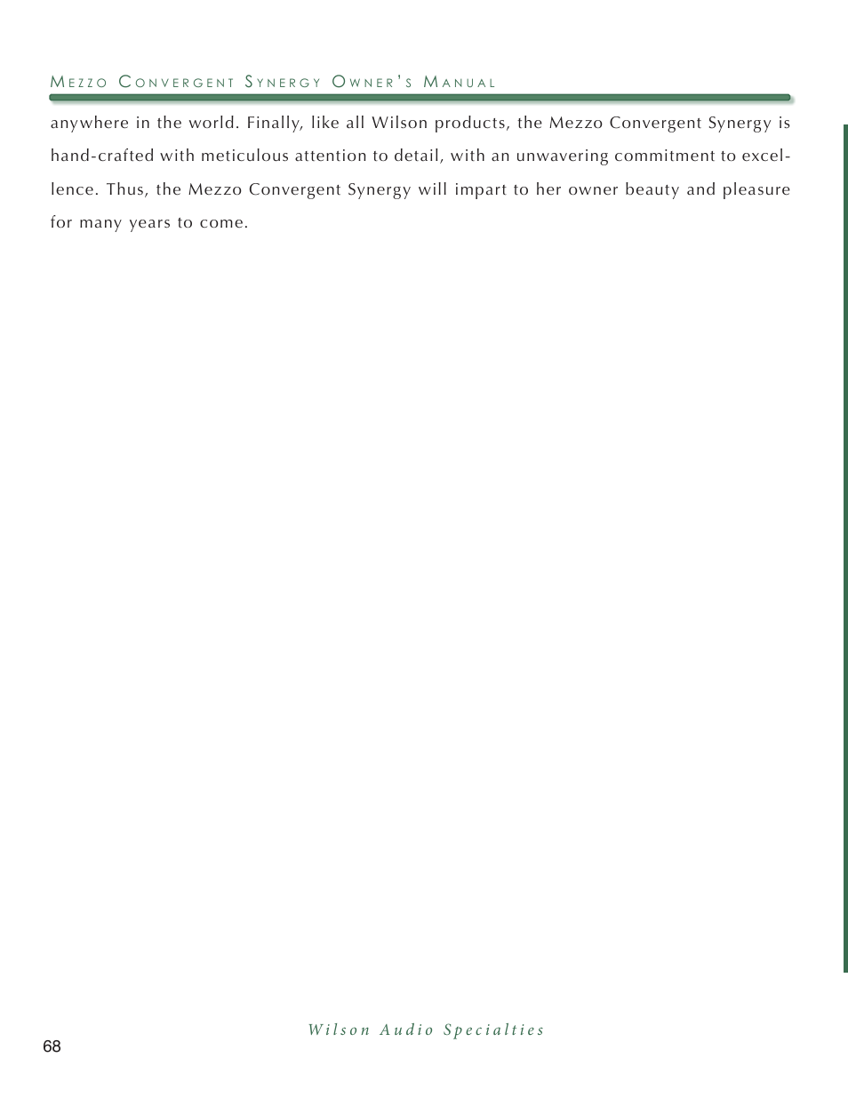 Wilson Audio Mezzo Convergent Synergy User Manual | Page 68 / 97