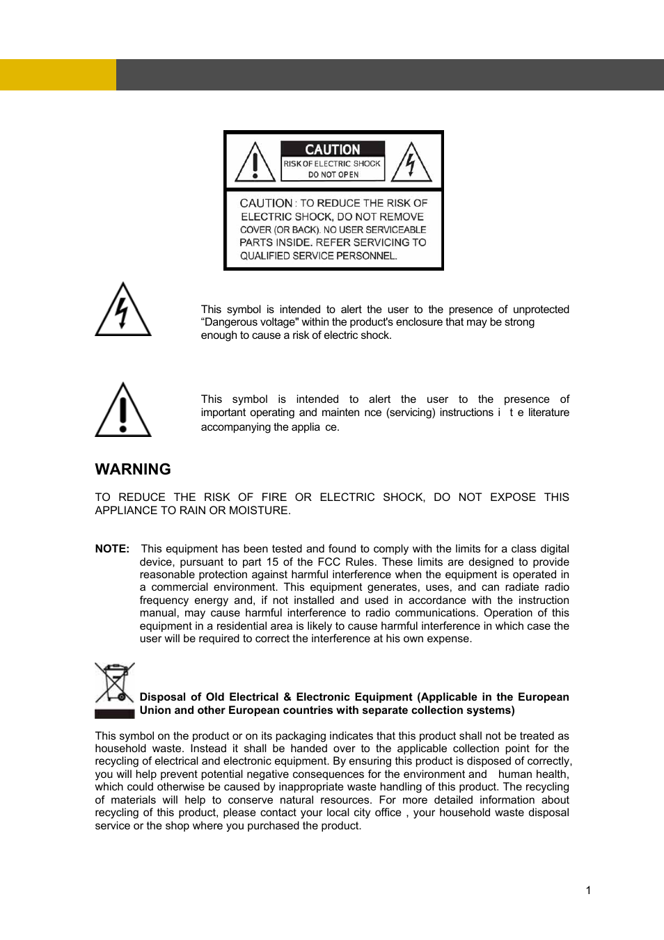 Warning | Channel Vision DVR-4N User Manual | Page 2 / 95