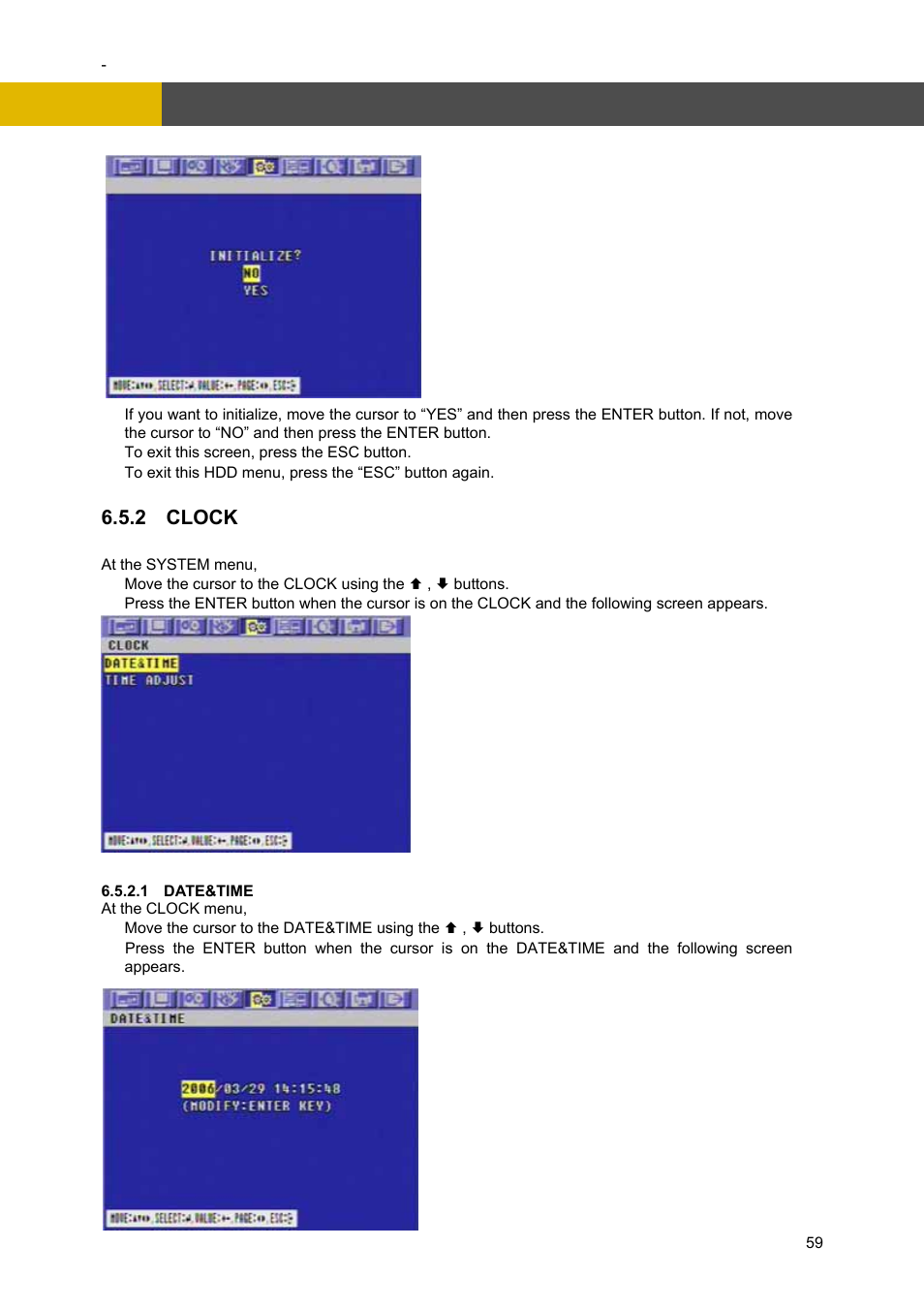 Menu setup, 2 clock | Channel Vision DVR-4N User Manual | Page 60 / 95