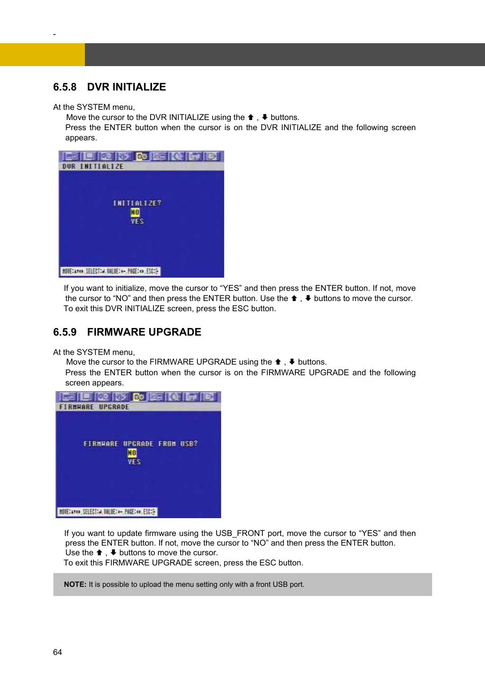 Menu setup, 8 dvr initialize, 9 firmware upgrade | Channel Vision DVR-4N User Manual | Page 65 / 95